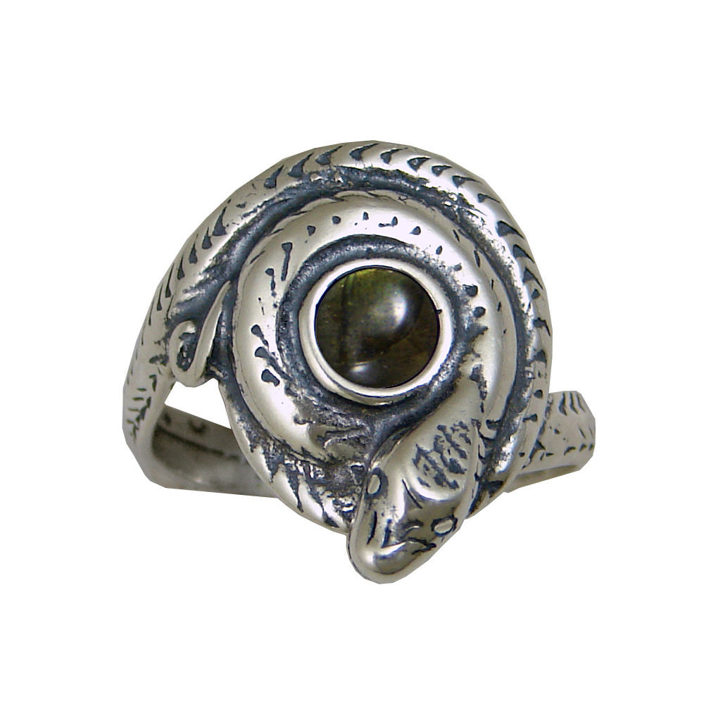Sterling Silver Snake Ring With Spectrolite Size 9
